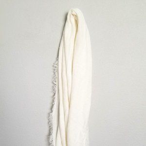 White fluffy Infinity Scarf